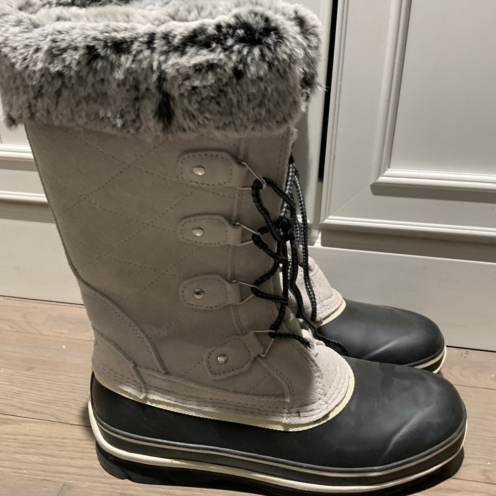 Women's Khoi Winter Boots with Faux Fur Lining - Black and Gray